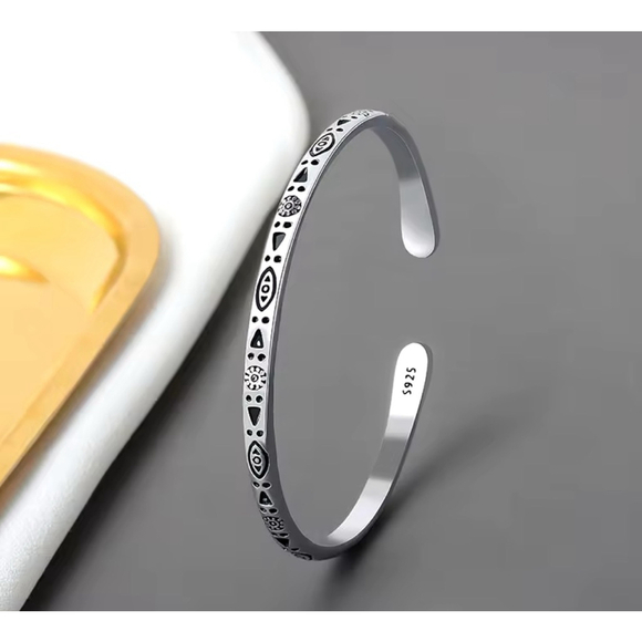 NEW Engraved 925 Sterling Silver Adjustable Cuff‎ Bracelet - Picture 9 of 16